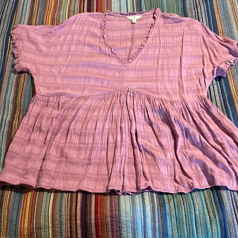 Time and Tru rayon lilac top size large. Like new